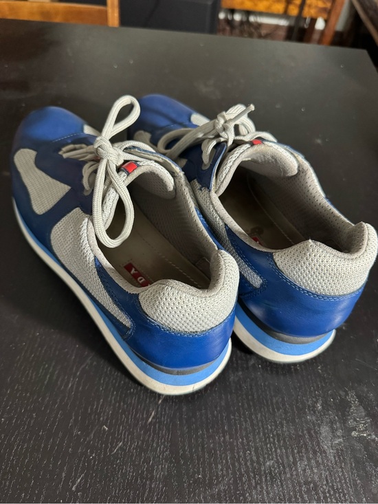 PRADA Blue Gray White Leather Mesh Low Top Lace Up Athletic Sneakers. Sz9.5 main image 13